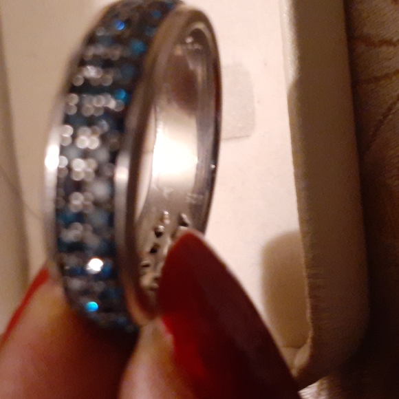 BLUE DIAMOND RING STERLING SILVER - Picture 4 of 7